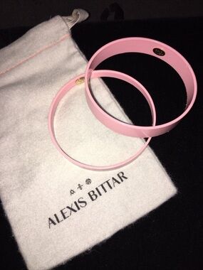 Alexis Bittar Pink Resin Bangle Bracelet Duo